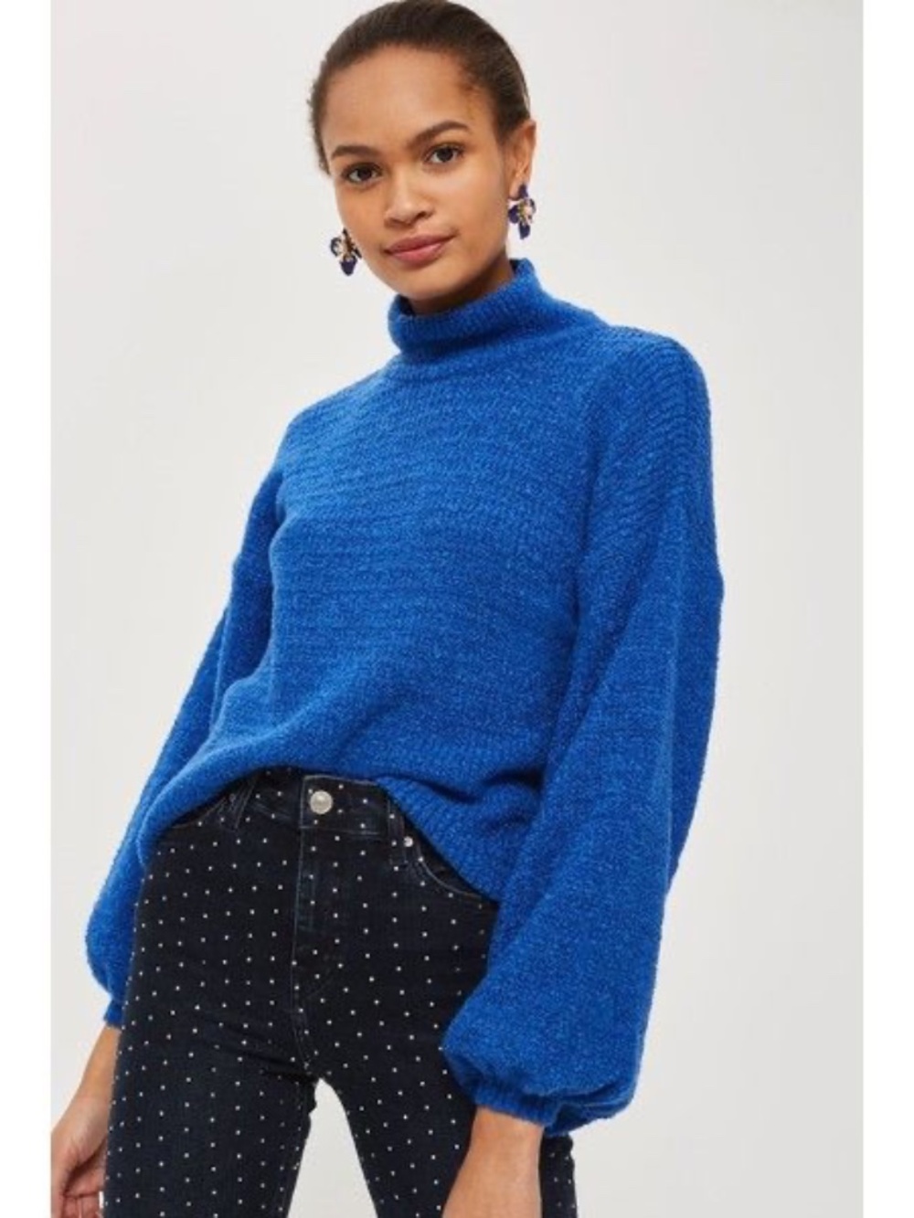 Topshop Balloon Sleeve Roll Neck Jumper